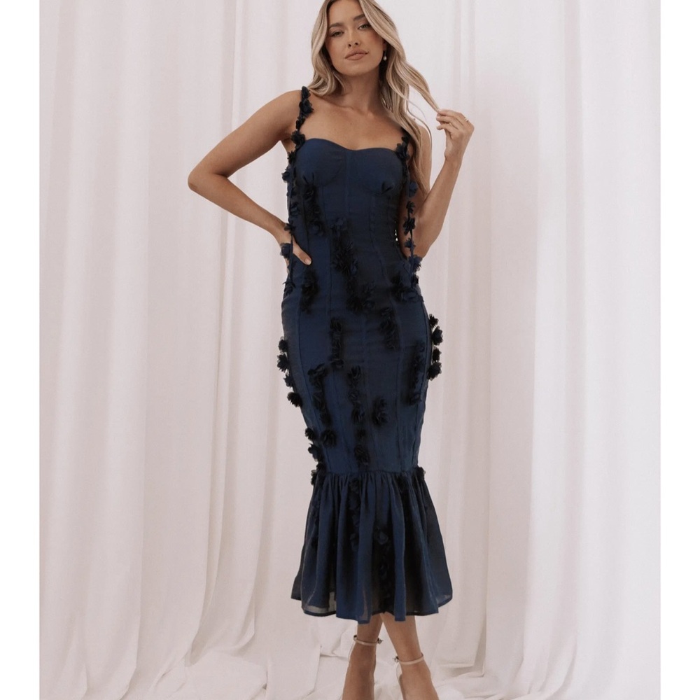 Midi navy pedal and pup dress